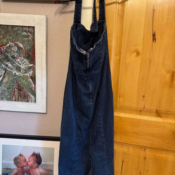 NWT The Reformation Evita Denim Halter Dress SIMCOE  Size 2 - Picture 5 of 6